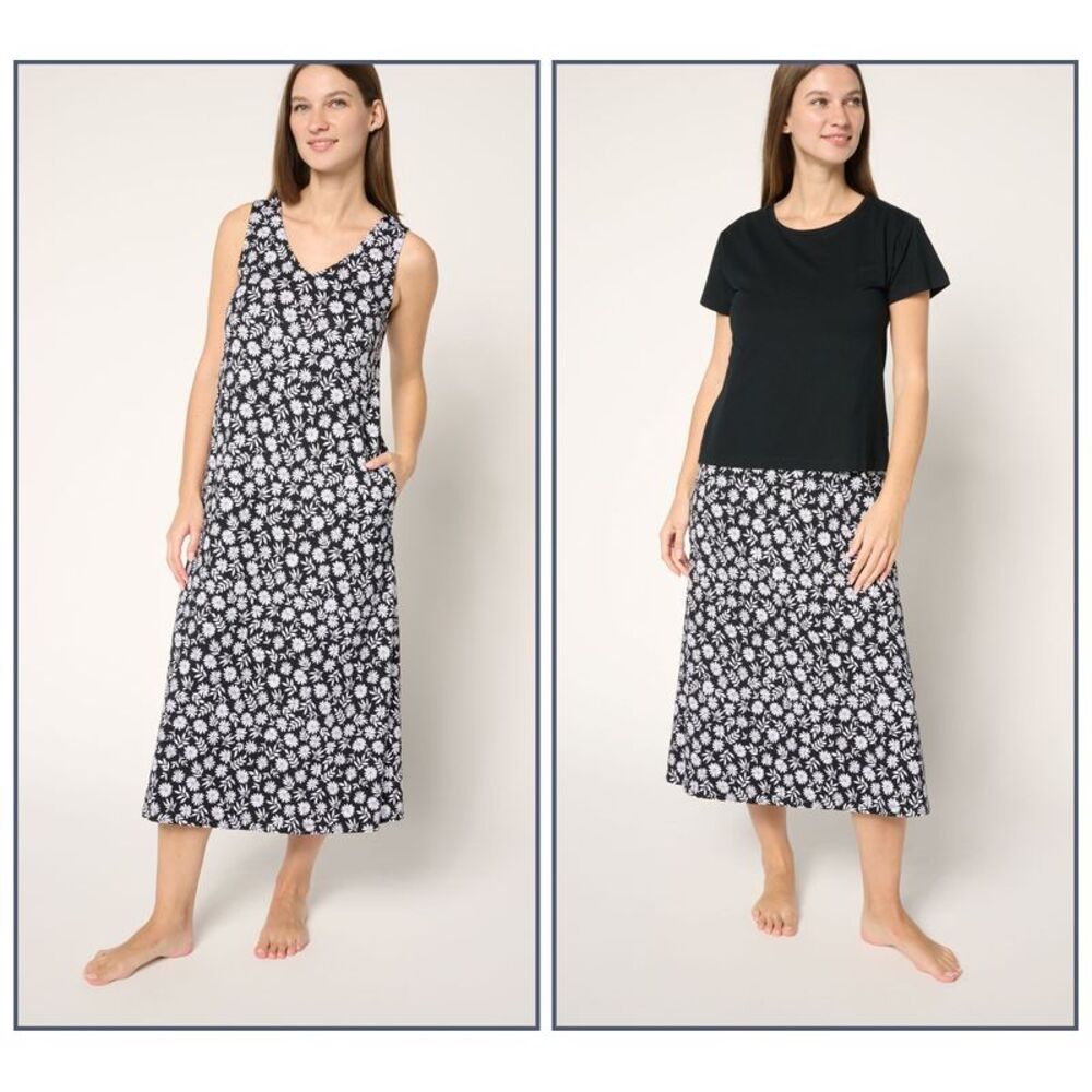 Cuddl Duds Women's Sleepwear Sz L Cottonwear+ -Piece Tee Multi-colored A680570